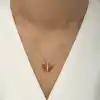 Gümüş Kırmızı Kaplangözü Taşlı Kelebek Kolye