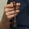 Gümüş Kırmızı Siyah Ateş Kehribar Tesbih