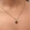 Gümüş Kırmızı Taşlı Gül Model Kadın Kolye