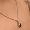 Gümüş Kırmızı Taşlı Gül Model Kadın Kolye