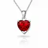Gümüş Kırmızı Taşlı Kalpli Kadın Kolye