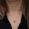Gümüş Kırmızı Taşlı Kalpli Kadın Kolye