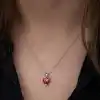 Gümüş Kırmızı Taşlı Kalpli Kadın Kolye