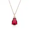 Gümüş Kırmızı Topaz Damla Kolye