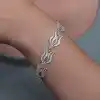Gümüş Lale Motifli Telkari Kadın Bileklik
