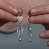 Gümüş Lale Motifli Telkari Kadın Küpe