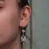 Gümüş Lale Motifli Telkari Kadın Küpe