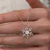 Gümüş Manolya Çiçeği Kar Tanesi Kadın Kolye