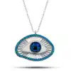 Gümüş Mavi Göz Koruyucu Kadın Kolye