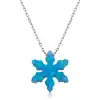 Gümüş Mavi Opal Taş Kar Tanesi Bayan Kolye