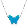 Gümüş Mavi Opal Taş Kelebek Bayan Kolye