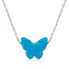 Gümüş Mavi Opal Taş Kelebek Bayan Kolye