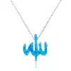 Gümüş Mavi Opal Taşlı Allah Yazılı Bayan Kolye