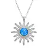 ​Gümüş Mavi Opal Taşlı Güneş Kadın Kolye