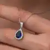 Gümüş Mavi Taşlı Damla Kadın Kolye