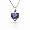 Gümüş Mor Taşlı Kalpli Kadın Kolye