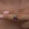 Gümüş Mor Taşlı Kalpli Kadın Kolye