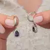 Gümüş Mor Zirkon Taşlı Damla Kadın Küpe