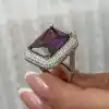 Gümüş Mor Zirkon Taşlı Kadın Yüzük