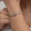 Gümüş Mor Zirkon Taşlı Kalp Bileklik