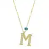 Gümüş Nazar Gold M Harfi Kadın Kolye