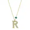 Gümüş Nazar Gold R Harfi Kadın Kolye