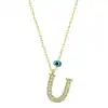Gümüş Nazar Gold U Harfi Kadın Kolye