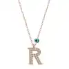 Gümüş Nazar Rose R Harfi Kadın Kolye