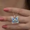 Gümüş Nazarlı Kelebek Kadın Kolye