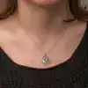 Gümüş Opal Mavi Taşlı Ay Güneş Kadın Kolye