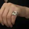 Gümüş Örgü Model Fantazi Yüzük
