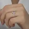 Gümüş Pembe Damla Taşlı Kadın Yüzük