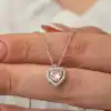 Gümüş Pembe Kalp Kadın Kolye