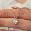 Gümüş Pembe Kalp Kadın Kolye