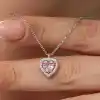 Gümüş Pembe Kalp Kadın Kolye