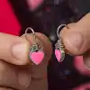 Gümüş Pembe Kalp Sallantılı Çocuk Küpe