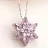 Gümüş Pembe Lotus Çiçeği Kolye
