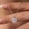 Gümüş Pembe Taşlı Kalp Kadın Kolye