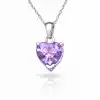 Gümüş Pembe Taşlı Kalpli Kadın Kolye