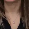 Gümüş Pembe Taşlı Kalpli Kadın Kolye
