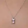 Gümüş Pembe Taşlı Sevimli Kedi Kadın Kolye