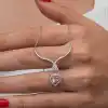 Gümüş Pembe Zirkon Taşlı Kalp Kadın Kolye