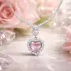 Gümüş Pembe Zirkon Taşlı Kalp Kadın Kolye