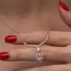 Gümüş Pembe Zirkon Taşlı Kalp Kadın Kolye