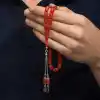 Gümüş Püsküllü Kapsül Kesim Sıkma Kehribar Tesbih