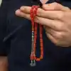 Gümüş Püsküllü Kapsül Kesim Sıkma Kehribar Tesbih