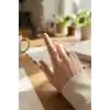 Gümüş Renk Geometrik Çift Halka Tasarım Kadın Yüzük