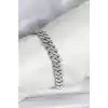 Gümüş Renk Pirinç Cuba Chain Gurmet Bileklik