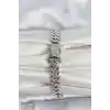 Gümüş Renk Pirinç Cuba Chain Gurmet Bileklik