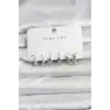 Gümüş Renk Pirinç Yıldız Modelli Kadın Küpe Seti